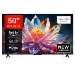 TCL 50T6C 50 inch QLED Smart TV 2025 120Hz VRR AiPQ HDR10+ MEMC 2GB+16GB Dolby Atmos Frameless, Bluetooth, Netflix & YouTube